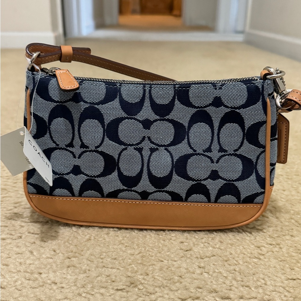 New Coach signature denim pouch